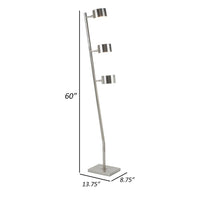60 Inch Floor Lamp, 3 Drum Metal Shades, Modern Style, Silver Frame - BM309008