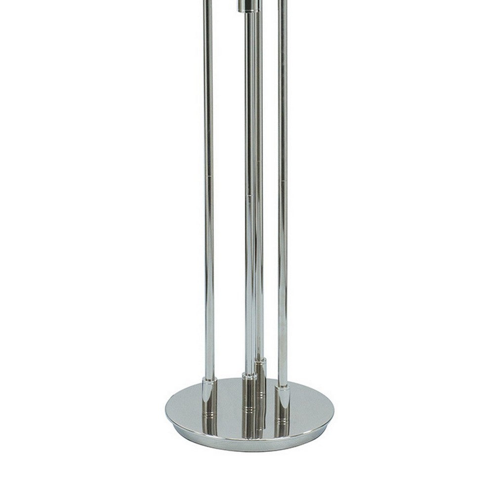 59 Inch Floor Lamp, Modern Accent Globe Glass Shade, Round Base, Nickel - BM309040