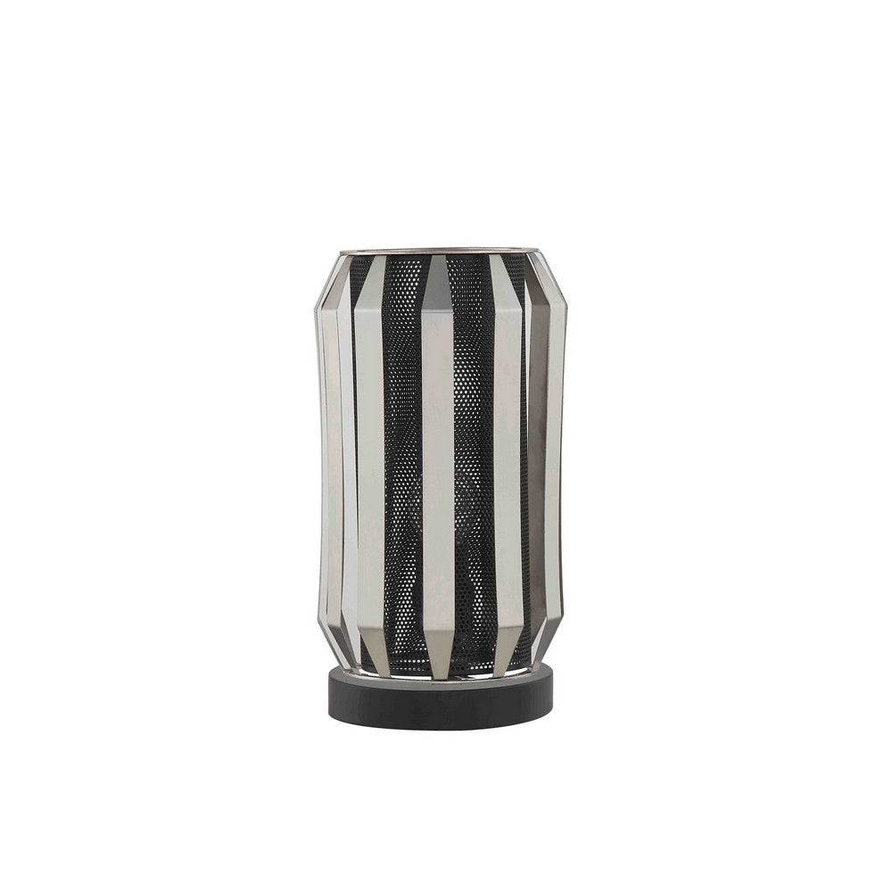 Pin 13 Inch Table Lamp, Accent Cylinder Metal Shade, Round Base, Black - BM309041