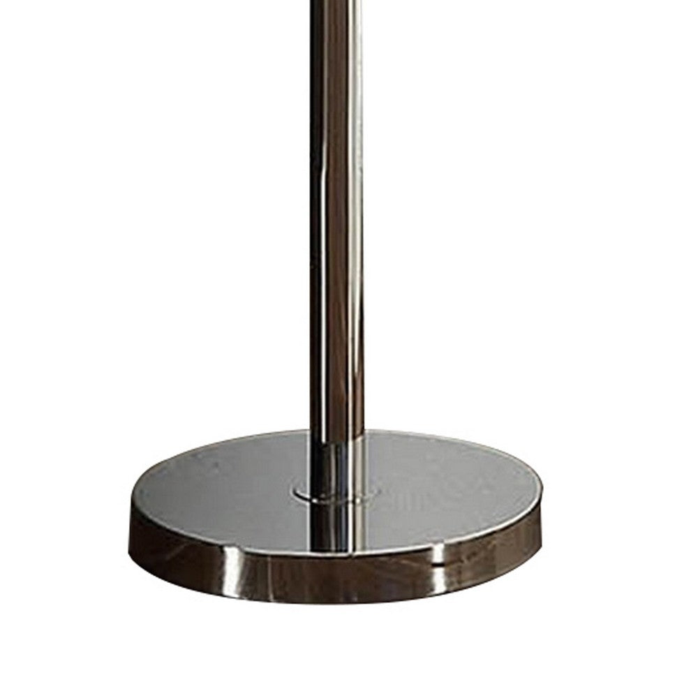 Indi 60 Inch Floor Lamp, 3 Drum Fabric Shade, Round Metal Base, Silver - BM309050
