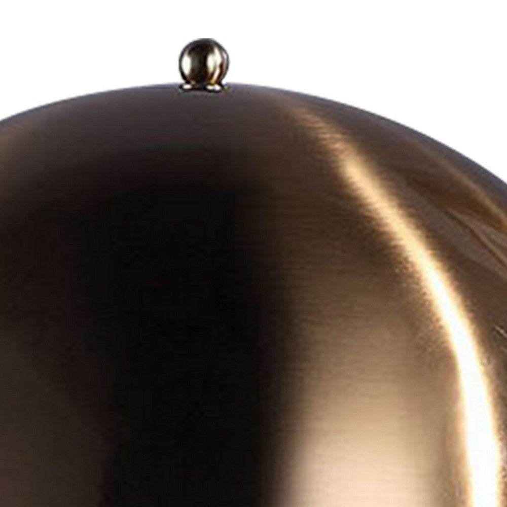 Aria 21 Inch Table Lamp, Dome Shade, Round Base, White Faux Leather, Brass - BM309065