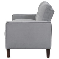 Bow 54 Inch Loveseat, Grid Tufted Back, Track Arms, Self Welt Trim, Gray - BM309143