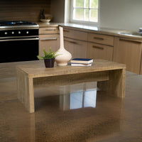 Nette 47 Inch Coffee Table with Rough Hewn Saw Marks, Wood, Natural Brown - BM309146