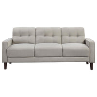 Bow 77 Inch Sofa, Grid Tufted Back, Track Arms, Self Welt Trim, Beige - BM309148