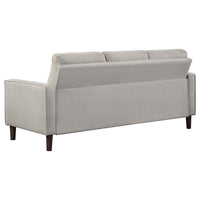 Bow 77 Inch Sofa, Grid Tufted Back, Track Arms, Self Welt Trim, Beige - BM309148