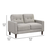 Bow 54 Inch Loveseat, Grid Tufted Back, Track Arms, Self Welt Trim, Beige - BM309149