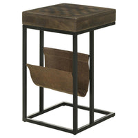 27 Inch Chess Side Table, Drawer, Magazine Holder, Tobbaco Brown Mango Wood - BM309207