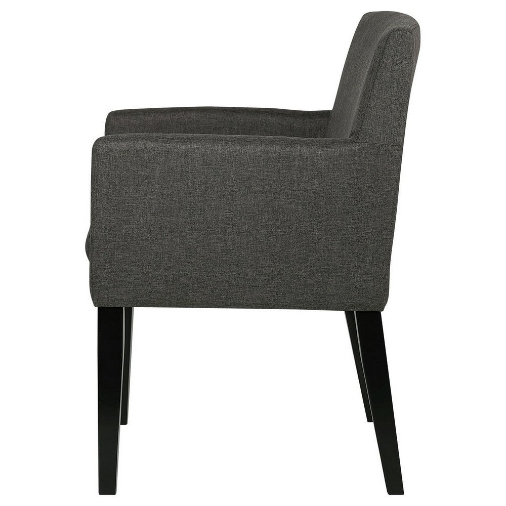Kinza 24 Inch Armchair Set of 2, Gray, Cushioned Seat, Wood Block Legs - BM309222