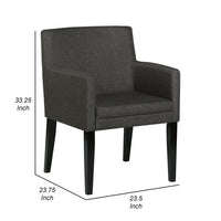 Kinza 24 Inch Armchair Set of 2, Gray, Cushioned Seat, Wood Block Legs - BM309222