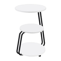 26 Inch Side End Table, 3 Tier Design, Black Metal Frame, White Finish - BM309263