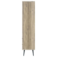 70 Inch Bookcase, 3 Shelves, Vertical Dividers, 2 Drawers, Brown, Gray - BM309269
