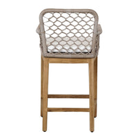 Aok 27 Inch Outdoor Counter Stool Chair, Gray Woven Rope, Curved, Brown Teak - BM309282