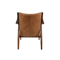 30 Inch Club Chair, Channel Stitching, Genuine Leather Upholstery, Brown - BM309288