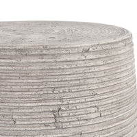 Bilo 23 Inch Round Concrete Outdoor Side Table, Hollow Drum Shape, Gray - BM309294