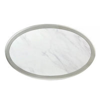 Kyna 50 Inch Coffee Table, Sintered Top, 1 Drawer, Classic Oval, Silver - BM309400