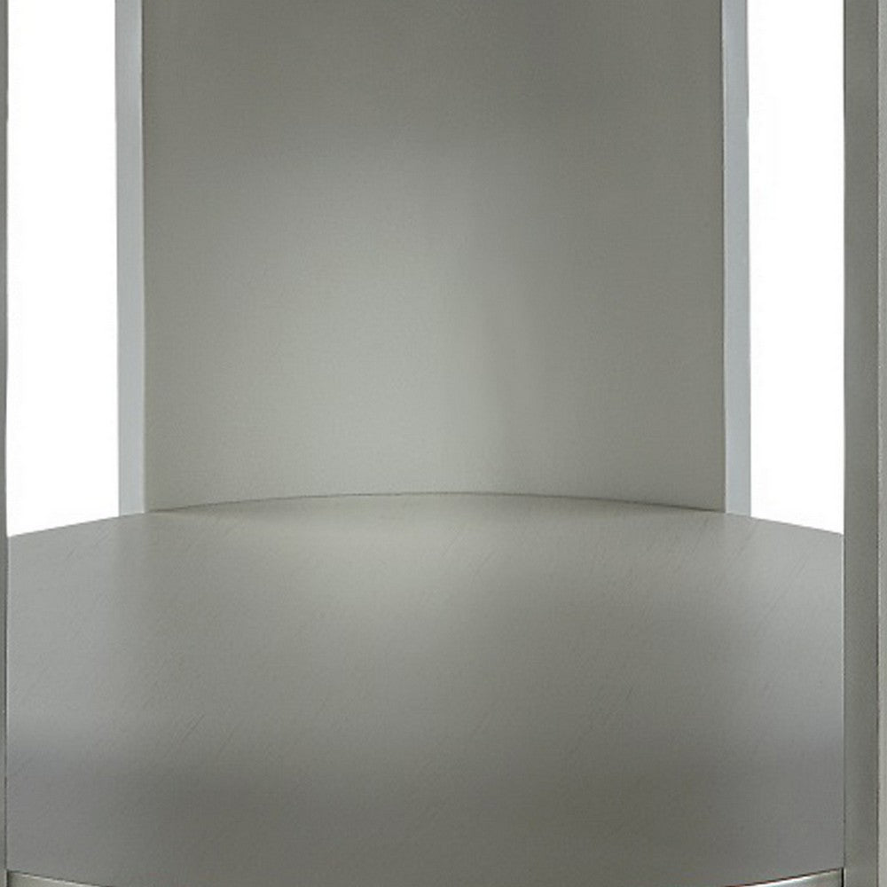 Kyna 26 Inch Side End Table, Modern Sintered Top, 1 Shelf, Round, Silver - BM309401