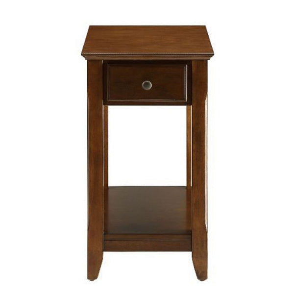 Jena 23 Inch Accent Side Table, 1 Drawer, 1 Shelf, Walnut Brown Wood - BM309406
