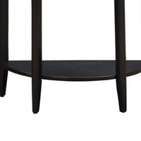 28 Inch Console Sofa Table, Crescent, 1 Drawer, Shelf, Black Pine Wood  - BM309411