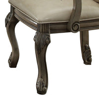 Loki 29 Inch Dining Armchair Set of 2, Antique White, Crown Top, Cushioned - BM309413