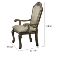 Loki 29 Inch Dining Armchair Set of 2, Antique White, Crown Top, Cushioned - BM309413