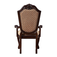 Loki 29 Inch Dining Armchair Set of 2, Beige Fabric, Crown Top Back, Brown  - BM309414