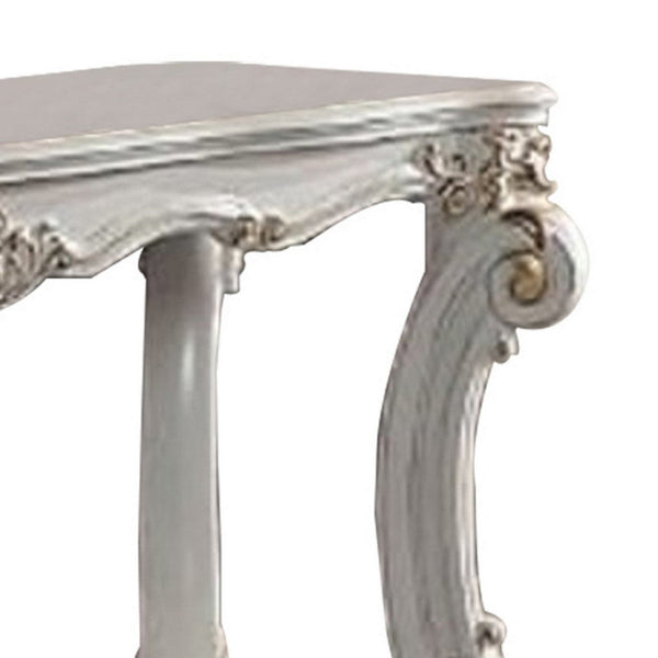 Jess 58 Inch Sofa Console Table, Classic Scrolled Legs, Brushed Gold, Shelf - BM309430