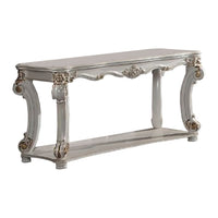 Jess 58 Inch Sofa Console Table, Classic Scrolled Legs, Brushed Gold, Shelf - BM309430