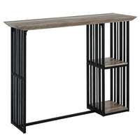 Nori 47 Inch Counter Height Table, 2 Shelves, Antique Oak Brown and Black - BM309440
