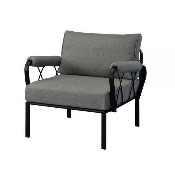 Rain 33 Inch Outdoor Patio Armchair, Waterproof Polypropylene, Smooth Gray - BM309443