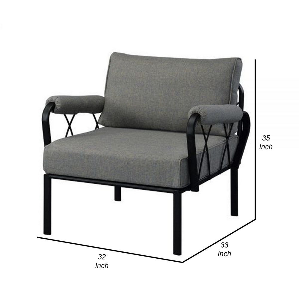 Rain 33 Inch Outdoor Patio Armchair, Waterproof Polypropylene, Smooth Gray - BM309443
