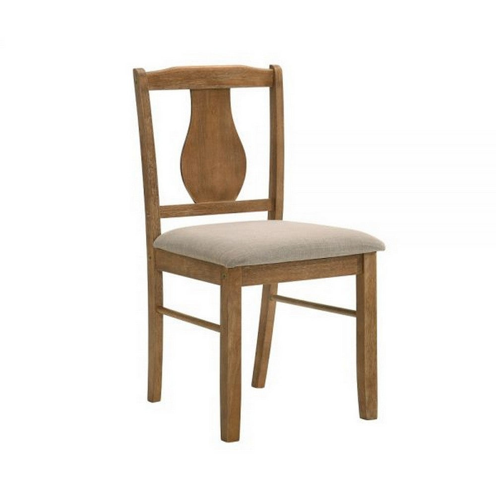 5 Piece Dining Table Set with 4 Chairs, Rubberwood, Weathered Oak - BM309446