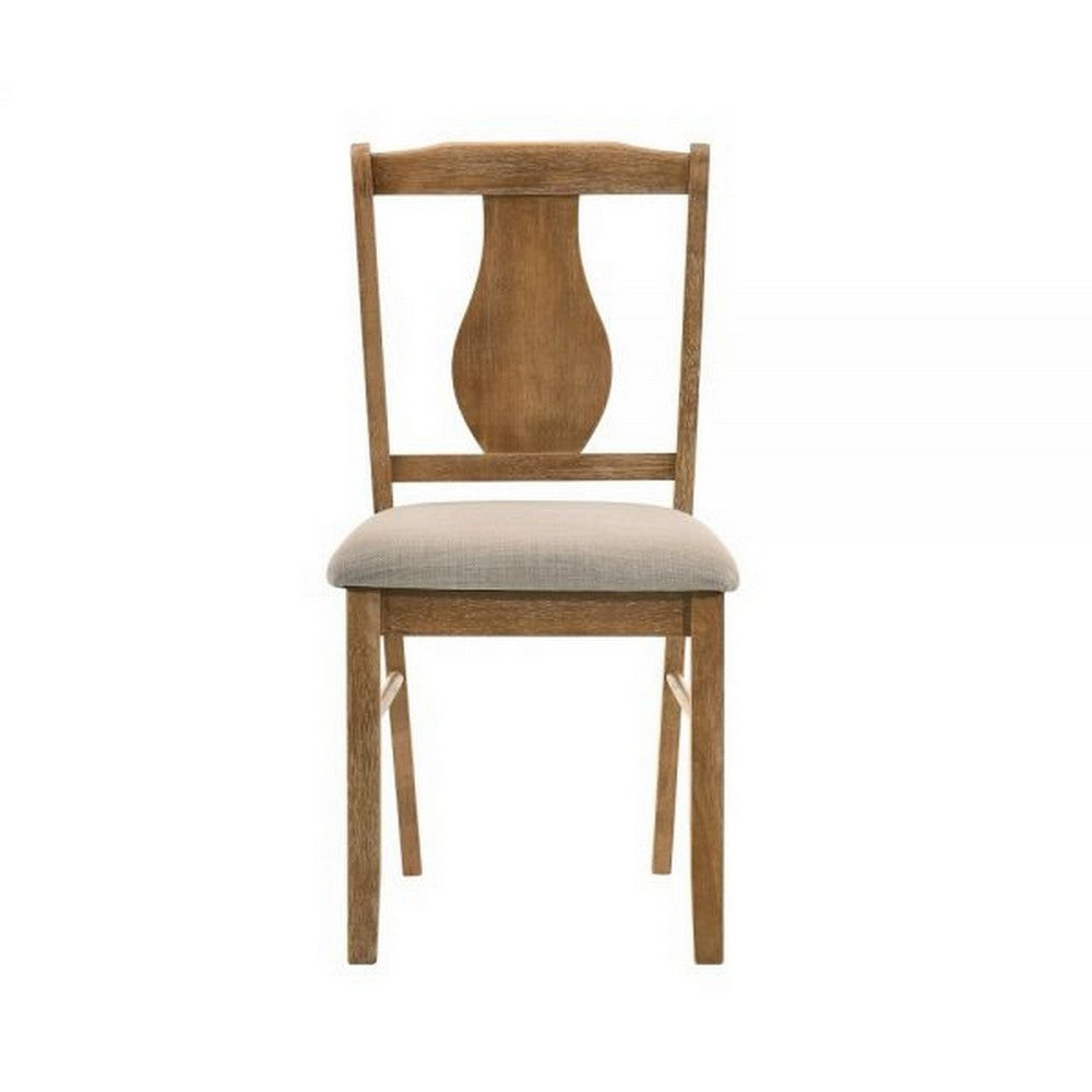 5 Piece Dining Table Set with 4 Chairs, Rubberwood, Weathered Oak - BM309446