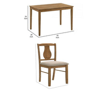 5 Piece Dining Table Set with 4 Chairs, Rubberwood, Weathered Oak - BM309446