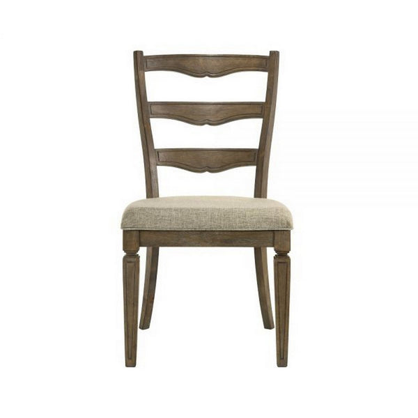 Stacy 19 Inch Dining Chair, Set of 2, Fabric Upholstery, Weathered Oak - BM309448