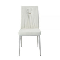 Kami 22 Inch Dining Chair, Set of 2, Tufted Backrest, Beige and Chrome - BM309471