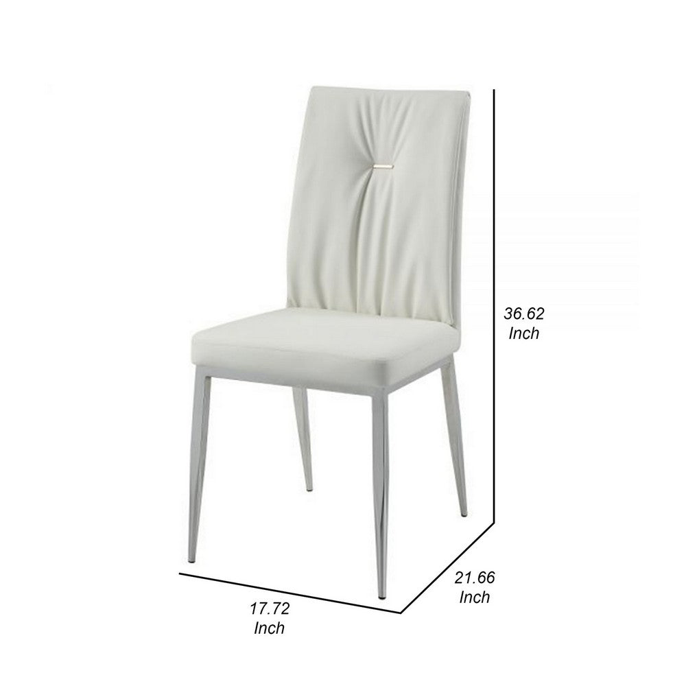 Kami 22 Inch Dining Chair, Set of 2, Tufted Backrest, Beige and Chrome - BM309471