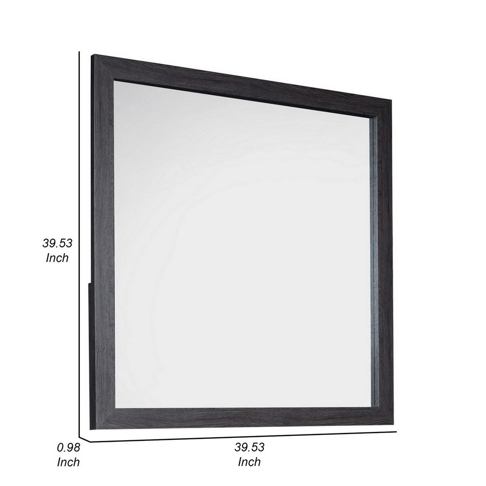 Lala 40 x 40 Inch Dresser Mirror, Modern Rectangular Shape, Black Finish - BM309492