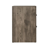 Ent 24 Inch Nightstand, 2 Drawers with Black Handles, Greige Brown Finish  - BM309496