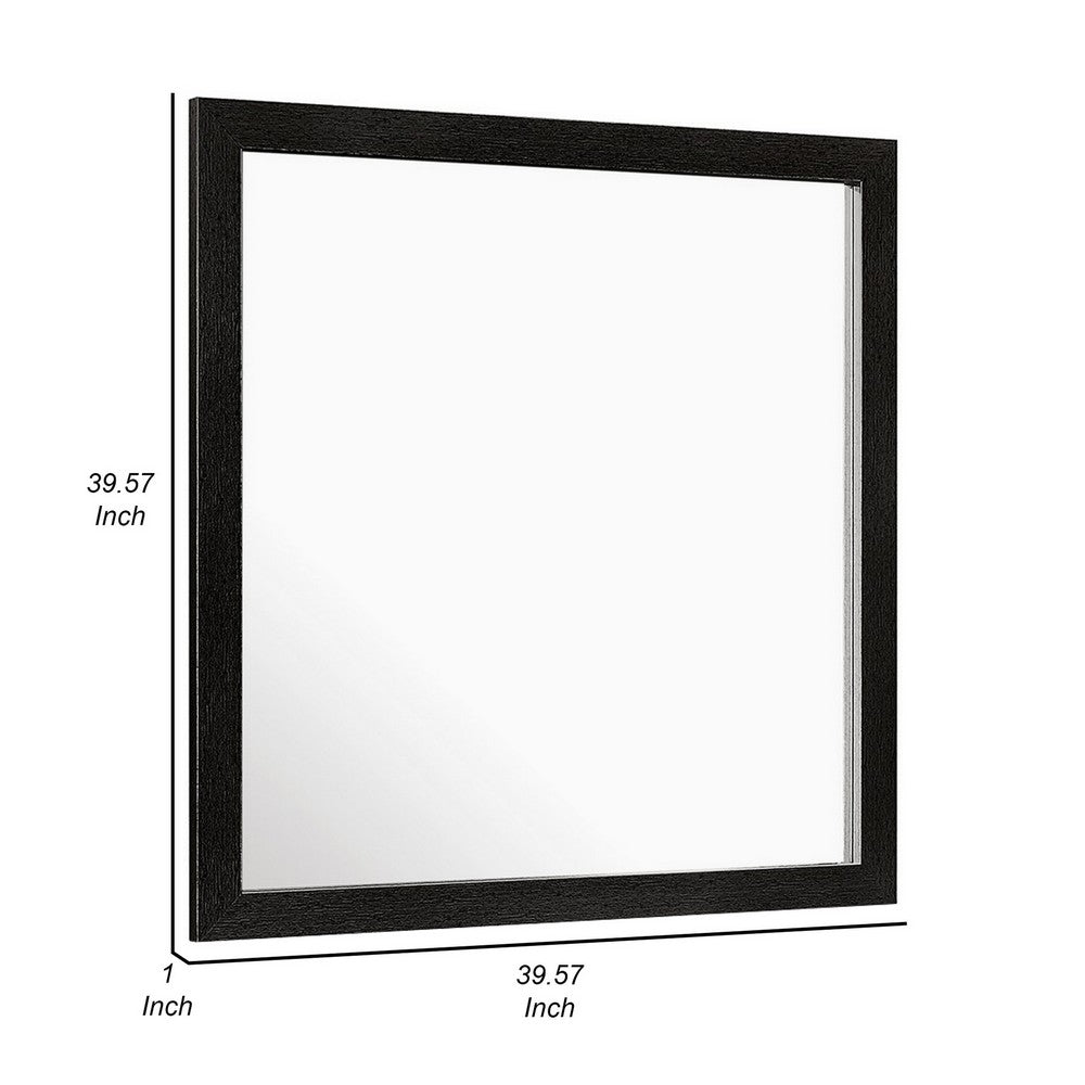 Sami 40 x 40 Dresser Mirror, Embossed Texture, Modern Style, Black Wood  - BM309515