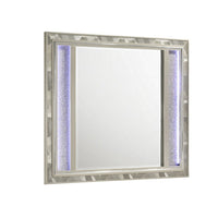 Bet 41 x 48 Dresser Mirror, Silver Solid Wood Frame with Rhinestone Inlay - BM309539