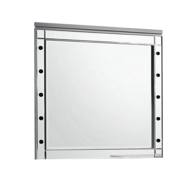 Lee 37 x 40  Vanity Mirror, 10 Light Bulb Sockets, Modern Silver Wood Frame - BM309543