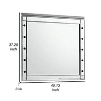 Lee 37 x 40  Vanity Mirror, 10 Light Bulb Sockets, Modern Silver Wood Frame - BM309543
