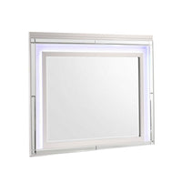 Lee 38 x 50 Dresser Mirror, Modern LED Light Trim, White Hardwood Frame - BM309544