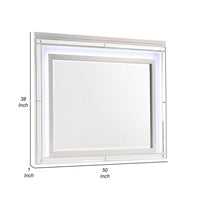 Lee 38 x 50 Dresser Mirror, Modern LED Light Trim, White Hardwood Frame - BM309544
