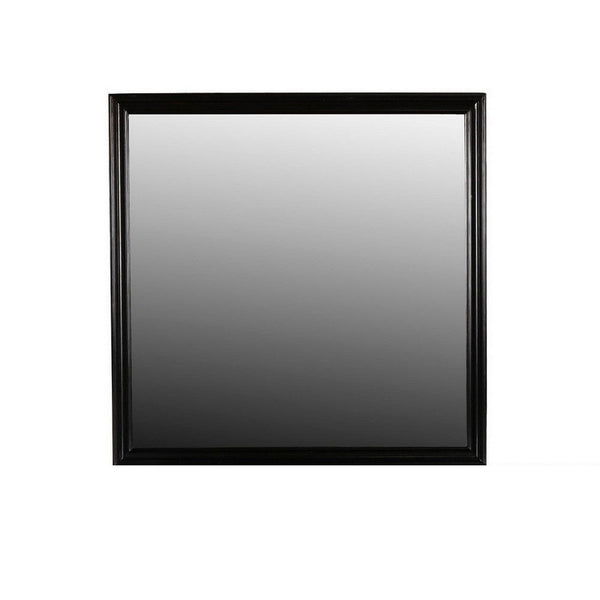 Umi 39 x 39 Dresser Mirror, Molded Design Solid Wood Black Square Frame - BM309546