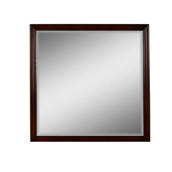 Umi 39 x 39 Dresser Mirror, Molded Design Solid Wood Cherry Square Frame - BM309547