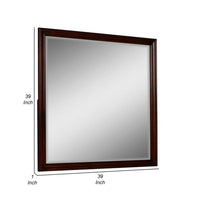 Umi 39 x 39 Dresser Mirror, Molded Design Solid Wood Cherry Square Frame - BM309547