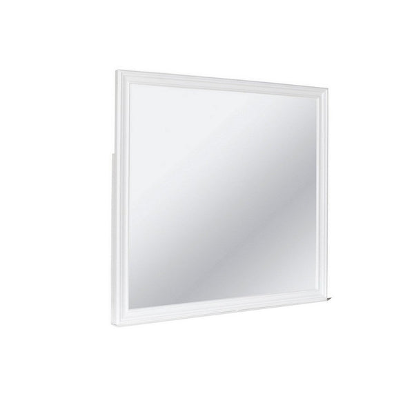 Umi 39 x 39 Dresser Mirror, Molded Design Solid Wood White Square Frame - BM309548