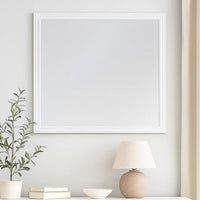 Umi 39 x 39 Dresser Mirror, Molded Design Solid Wood White Square Frame - BM309548