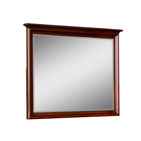 Tia 38 x 46 Dresser Mirror, Basswood Square Frame, Molded Tier Top, Brown - BM309549